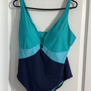 Swimsuits For All Teal and Navy One Piece